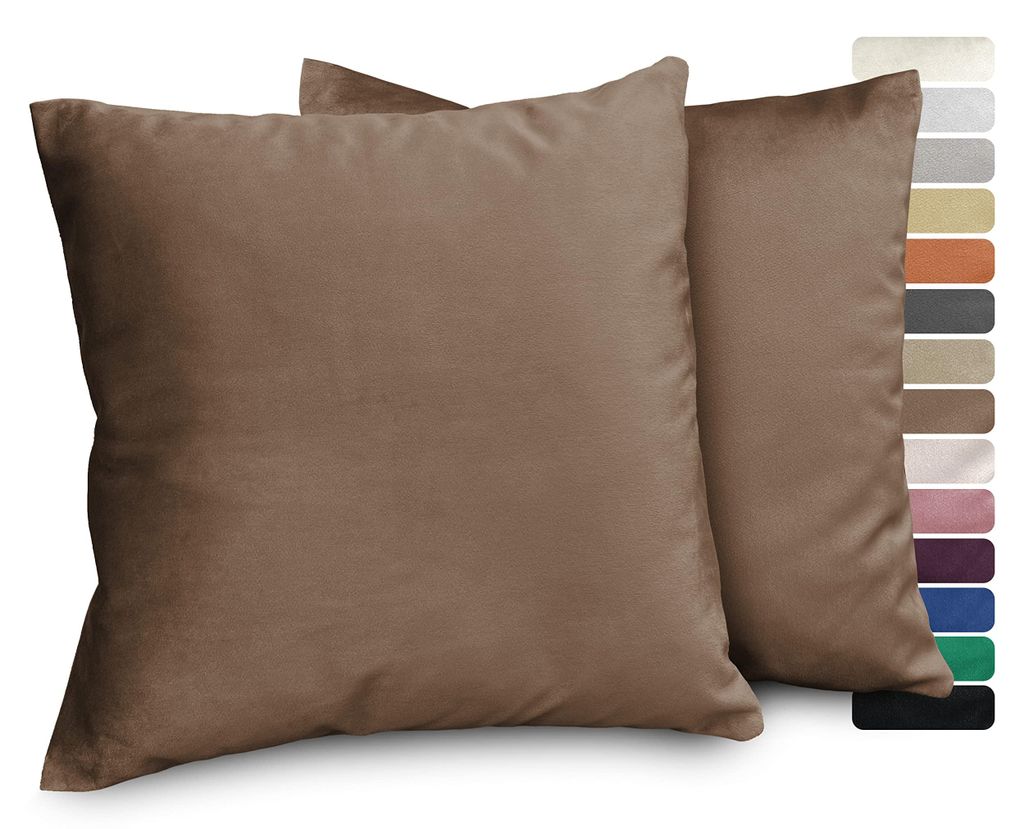 Samtkissenbezüge, 2er-Set, hochwertige Kissenbezüge für Sofa- und Dekokissen, braun, 40 x 60 cm