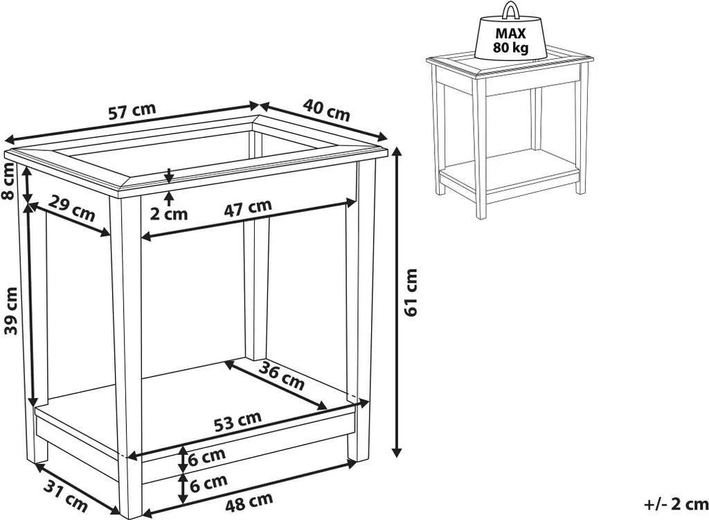 Table de Chevet Style Rustique Moderne avec Étagère de Rangement MDF