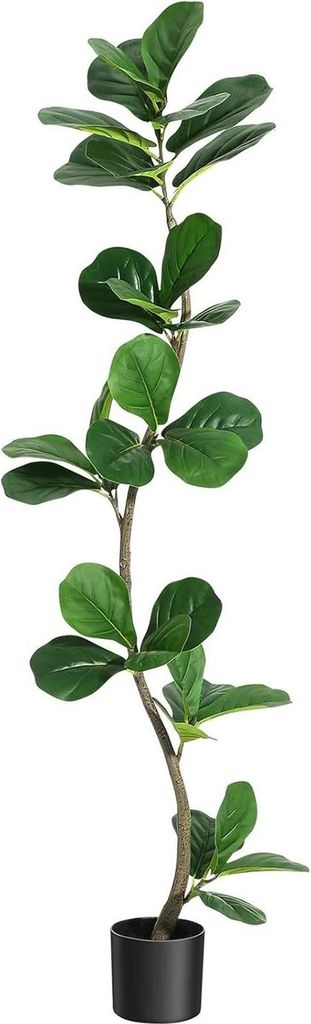Künstlicher Geigenfeige-Baum - Kunstbaum im Topf - 150 cm Höhe - PE-Kunststoff - Innen/Außen - Bodenaufstellung - 1 Stück - Milchweiß