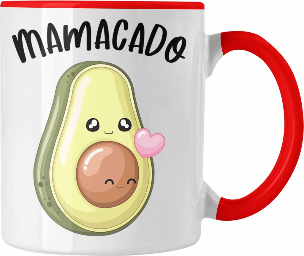 Trendation - Mamacado Tasse Geschenk Werdene Mutter Avocado NIedliche Grafik Schwangerschafts-Verkündung (Rot)