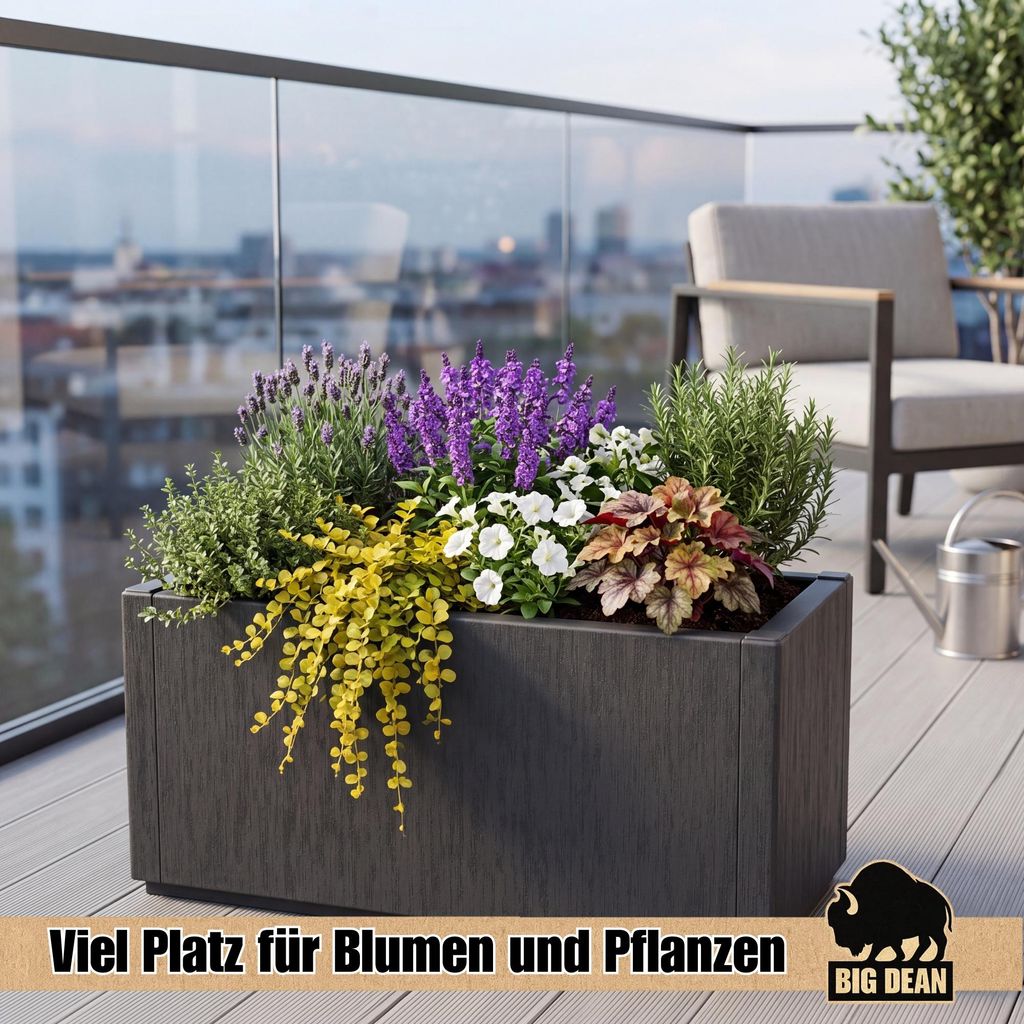BigDean Blumenkasten 80L 80x36x35cm Ablaufboden Winterfest