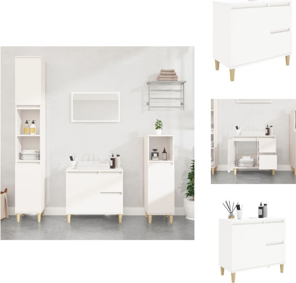 vidaXL Badschrank Weiß 65x33x60 cm Holzwerkstoff - Badezimmermöbel-Sets