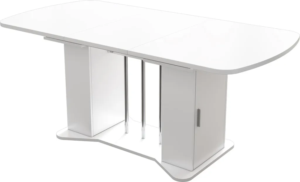 Table blanche design extensible avec rangement et pieds en métal