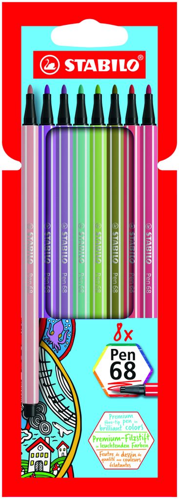 STABILO Pen 68, 8 Farben, Gemischte Farben, Rundspitze, 1 Produktbild 