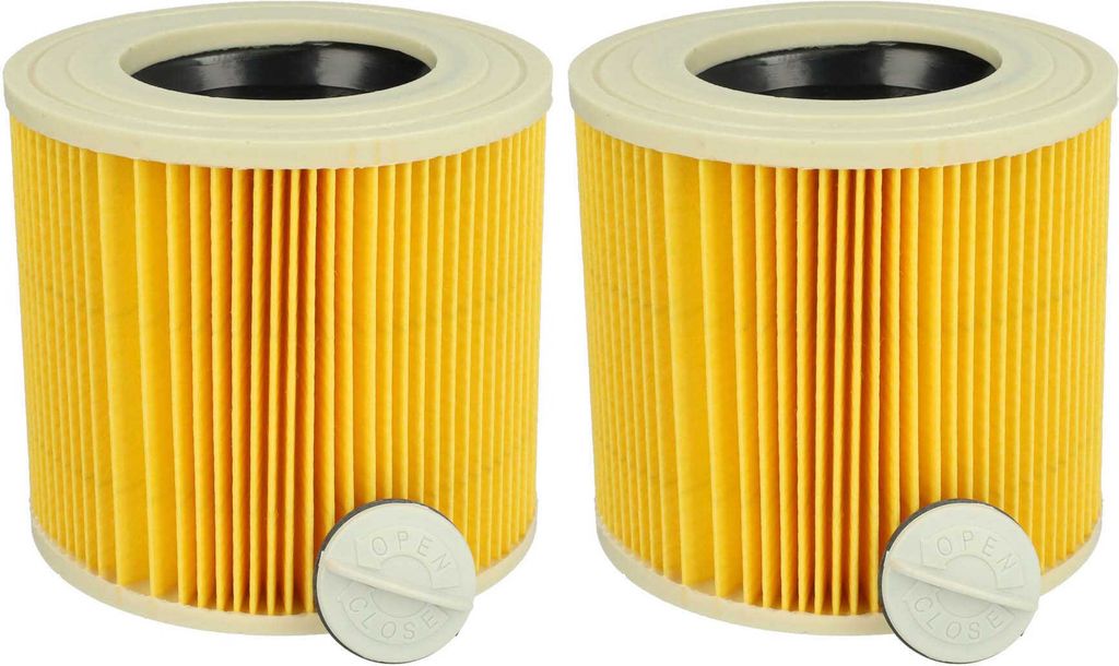 vhbw 2x Faltenfilter kompatibel mit Kärcher SE 4002, SE 4001, SE 4001 Waschsauger Nass- & Trockensauger - Patronenfilter Gelb Abwaschbar