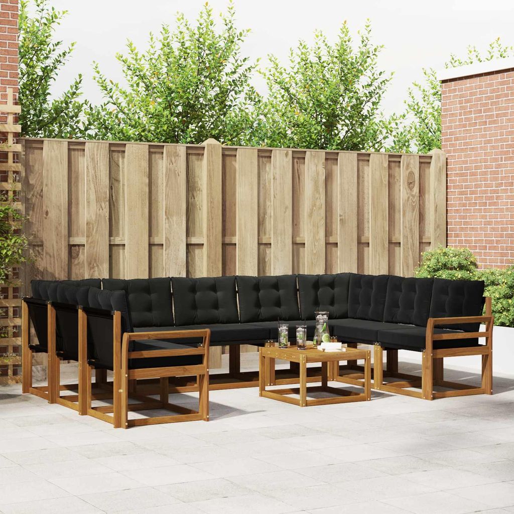 "Neues Produkt" Outdoor-Sofagarnitur ANTI-UV - CLORIS - mit Kissen - 10 pcs - Natürlich und Schwarz - Modern Gartensofas V600