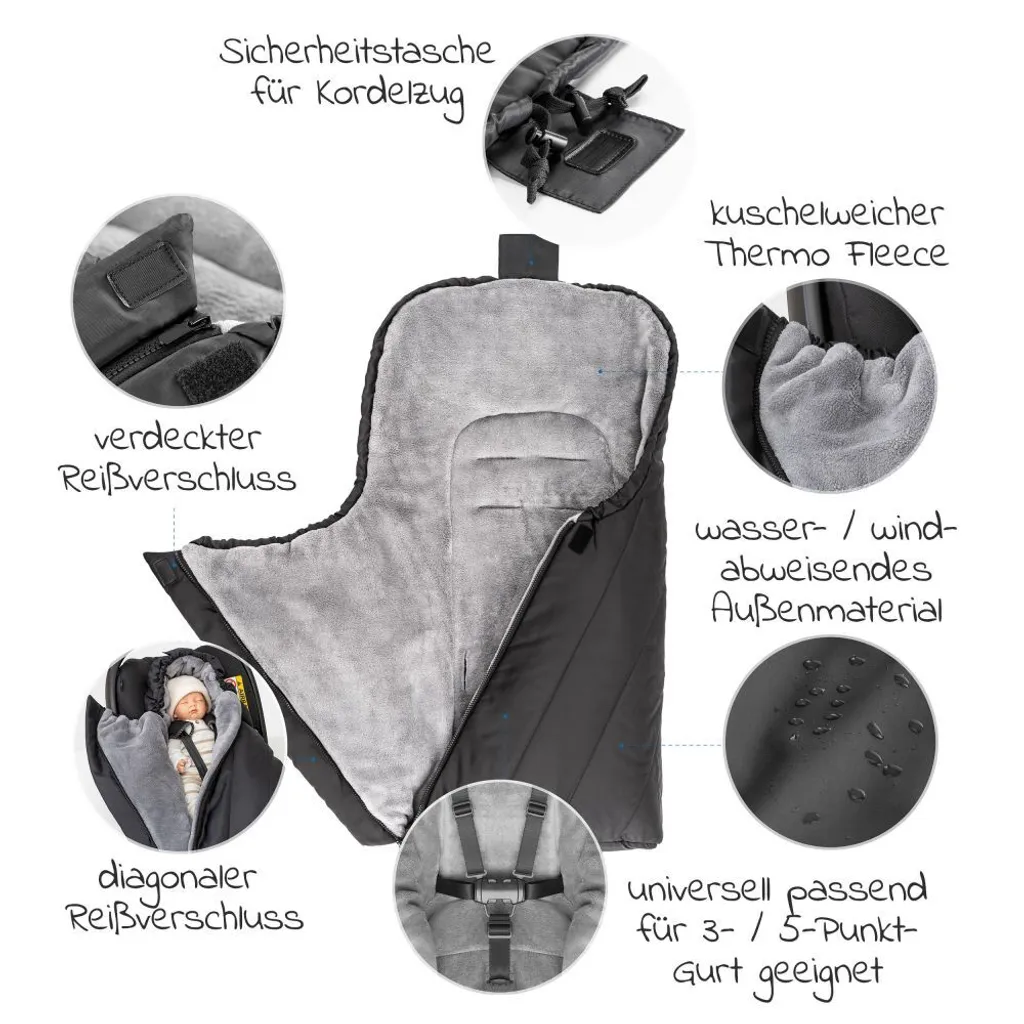 Chancelière Bébé Hiver Deluxe Zamboo Imperméable avec Doublure Teddy Douce
