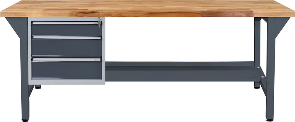 Werkbank Giant Rhino Plus mit 3 Schubladen | HxBxT 84x200x70cm | Traglast 500kg | Anthrazitgrau/Anthrazitgrau