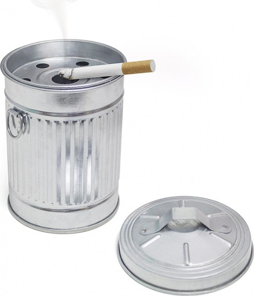 Aschenbecher Garbage - Verzinktes Metall silber 13 x 9cm Produktbild 