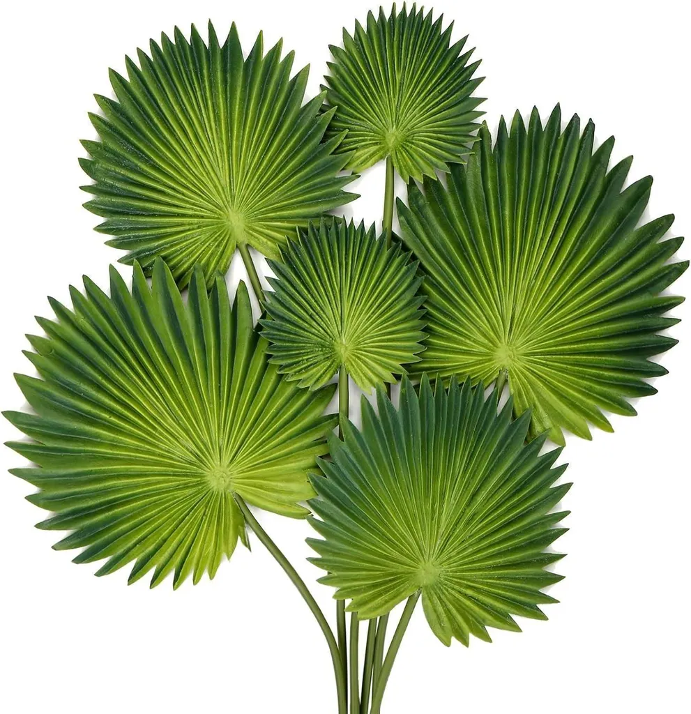 Décoration Tropicale pour Mariage et Maison : 6 Feuilles de Palmier Vertes