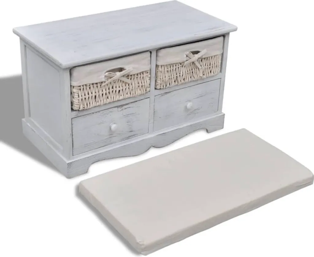 Banc de rangement 62 cm Blanc en bois pour optimiser vos petits espaces