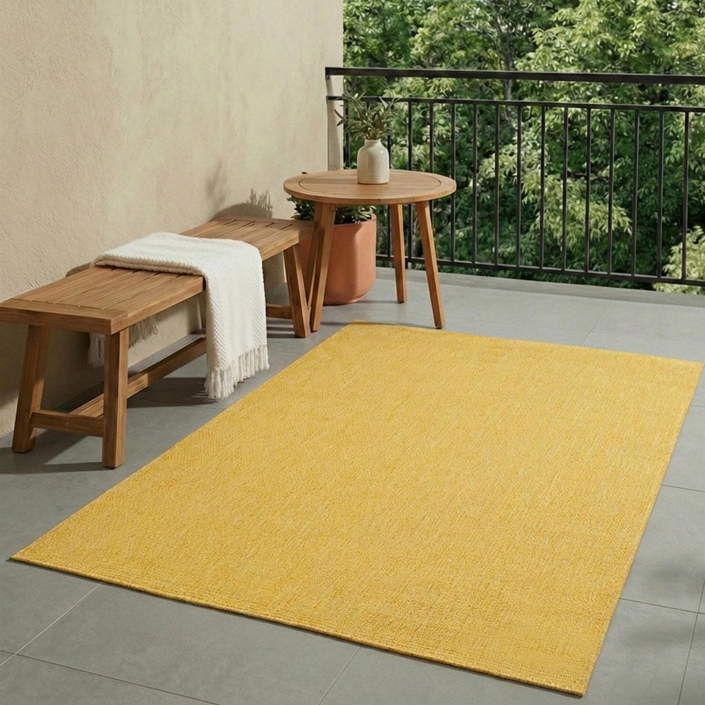 Volero - Outdoor Teppich - Costa Ockergelb - 80x150 cm - Balkon, Garten, Terrasse - Boho, Klassik, Industrielle, Ländlich, Modern, Skandinavisch