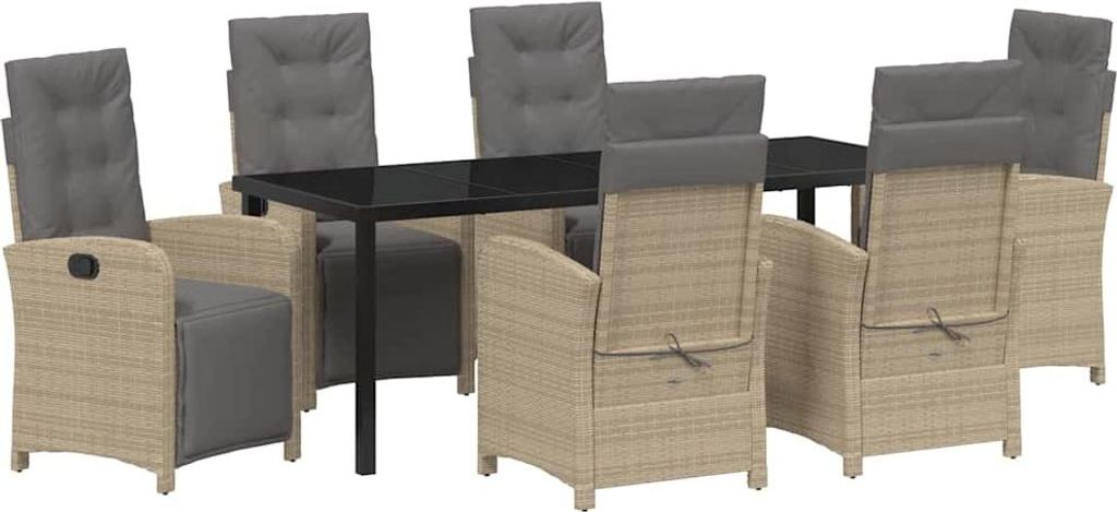 Garten Essgruppe mit Kissen 7 pcs Beige Poly-Rattan