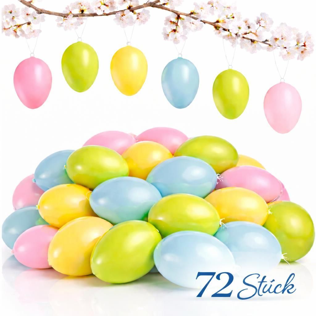 72 Ostereier zum Aufhängen Osterdeko Eier Kunststoff Produktbild 