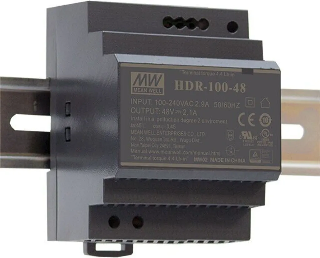 Alimentation Rail DIN HDR-100-12 MEAN WELL 12V 100W 7.1A Ultra Compacte