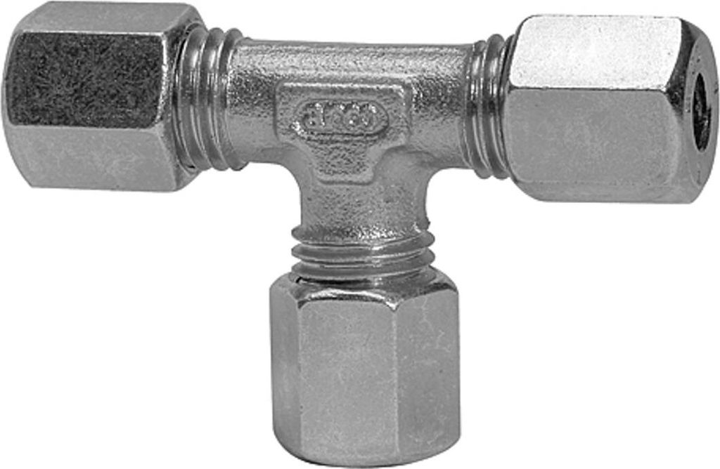 Riegler T-Verschraubung, Rohr-Außen-Ø 15 mm, Stahl verzinkt
