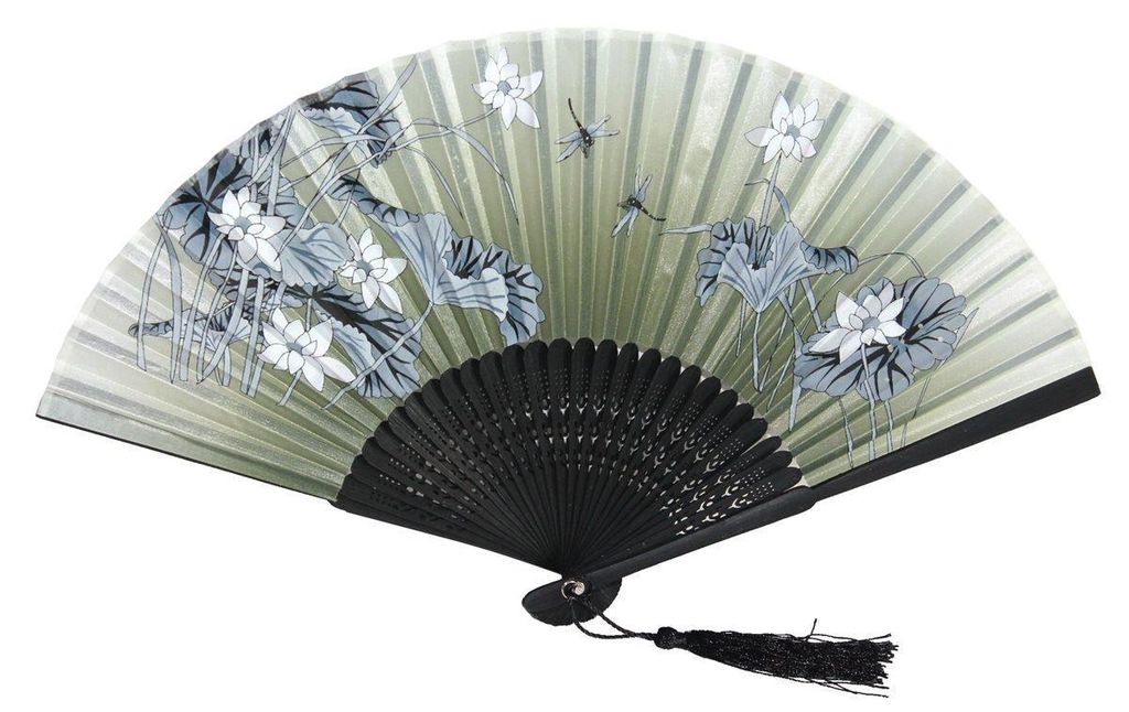920, 1 Stk. Hand- Deko-Fächer Hochzeitsfächer schwarz grün Produktbild 