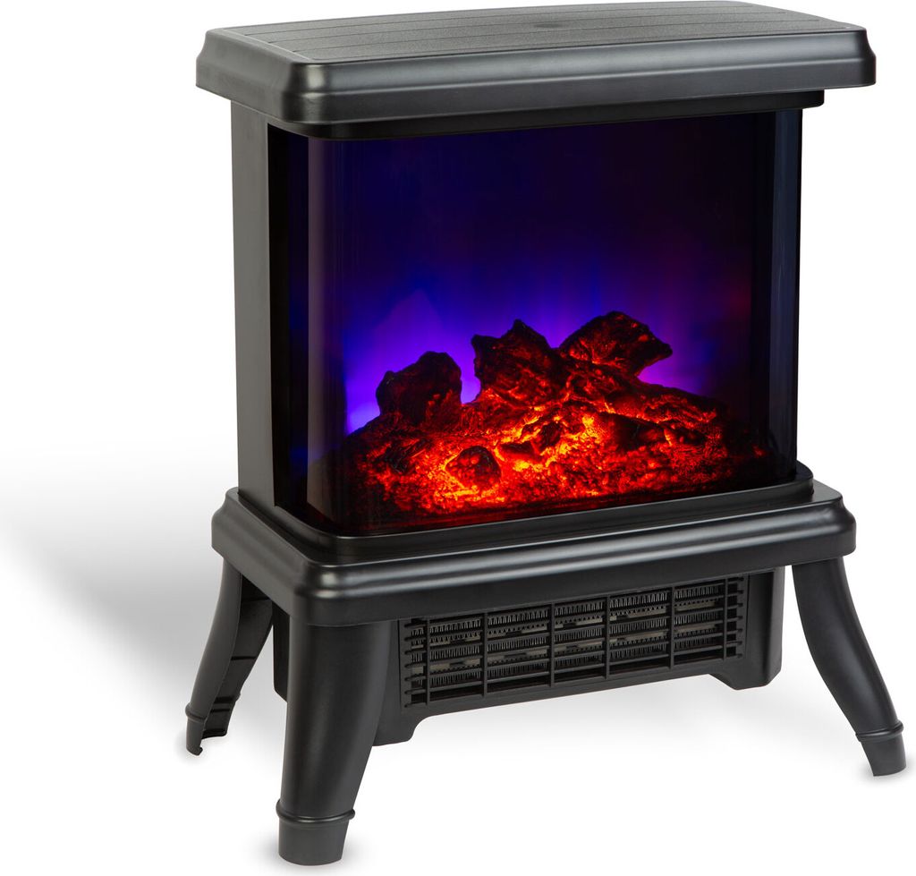 Bewello – Elektrischer Kamin – Mit Heizung – Dekorativer Kamin – Elektroherd – Freistehend – Schwarz – 180° – 1500 W – BW2106