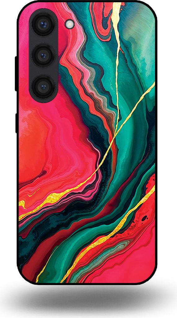 Smartphonica Telefon Fall geeignet für Samsung Galaxy S23 mit rot grün Marmor Print - TPU Backcover Fall rot grün Marmor Design