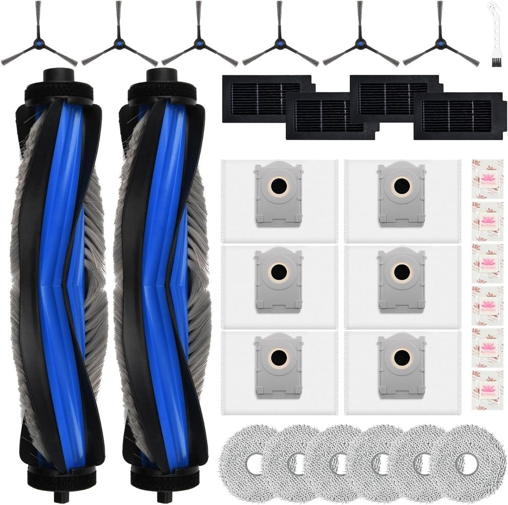 31 Stück Zubehörset für Ecovacs Deebot T50 Omni/T50 Pro Omni/T50 Pro Omni Gen2/T50 OMNI Gen2, 2 Hauptbürste 6 Staubbeutel 6 Wischtücher 6 Seit...