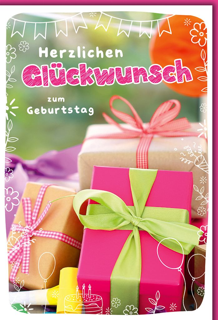 Geburtstag - Karte mit Umschlag - Bunte Geschenke