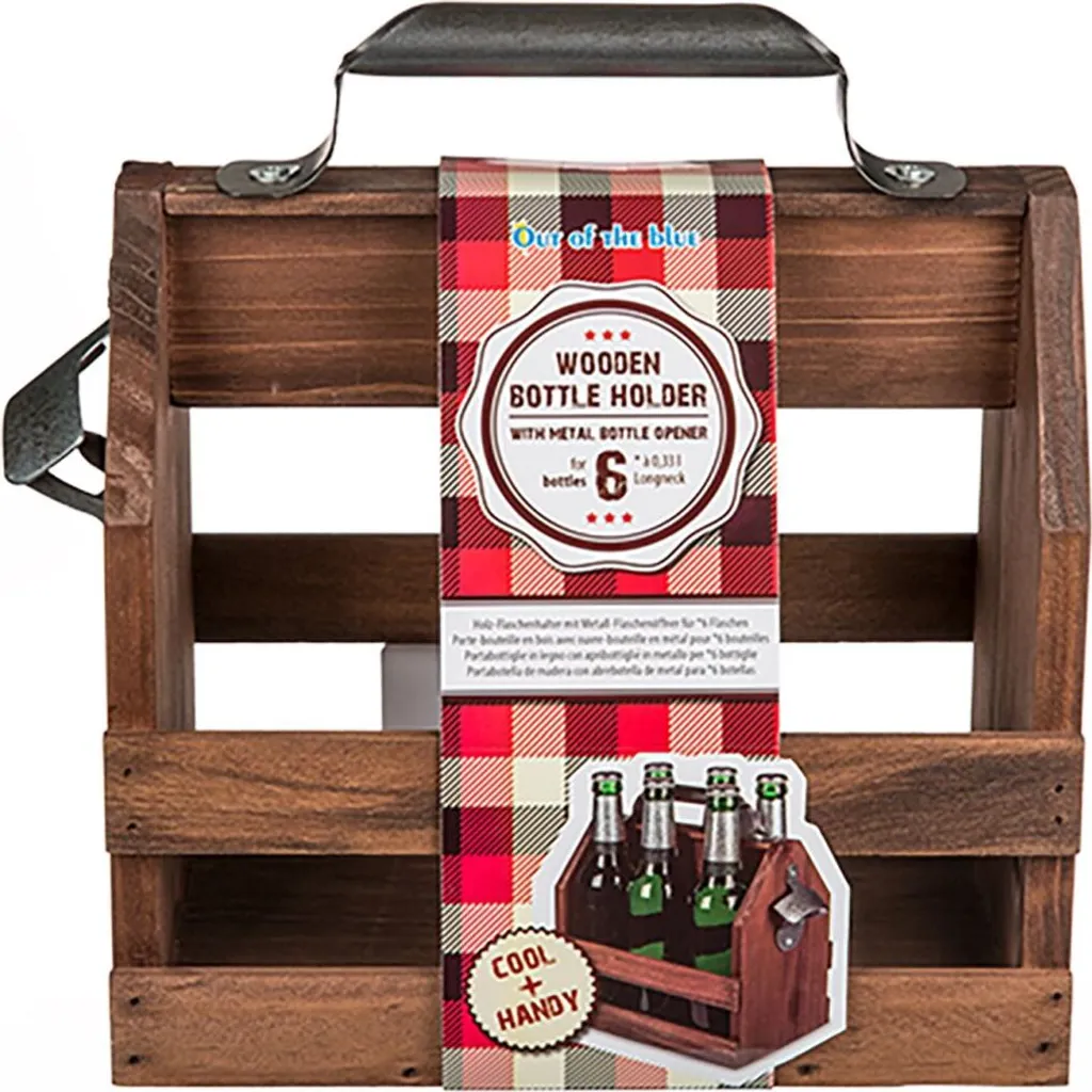 Portabottiglie Legno Chiaro con Apribottiglie Metallo - Stile Nordico - 5