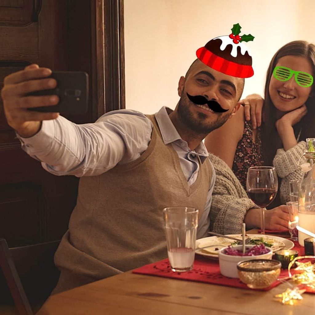 Fotoliste, aufblasbar, Weihnachten, mit 32 Stück, Requisiten, Weihnachtsfeier, Foto-Zubehör für Weihnachten, Party-Zubehör, Silvester