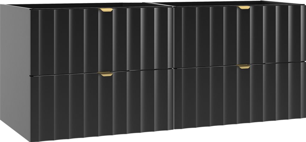 Waschtischunterschrank 120cm Lexa mit 4 Schubladen, Schwarz