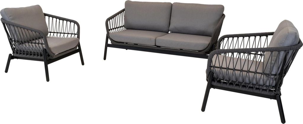 Loungeset - Stone - Aluminium - Rope Dunkelgrau - 2-teilig