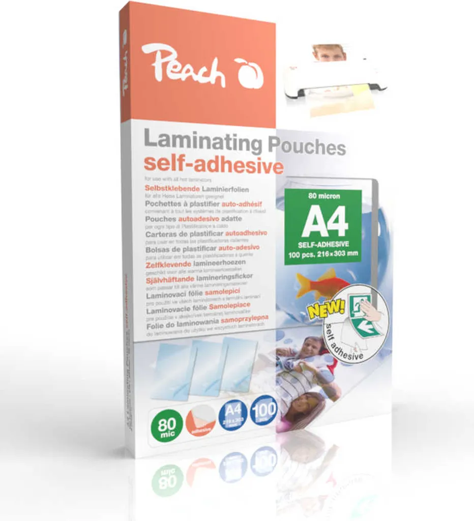 Plastifiez et Collez vos Documents A4 sans Scotch : Peach 80mic x100