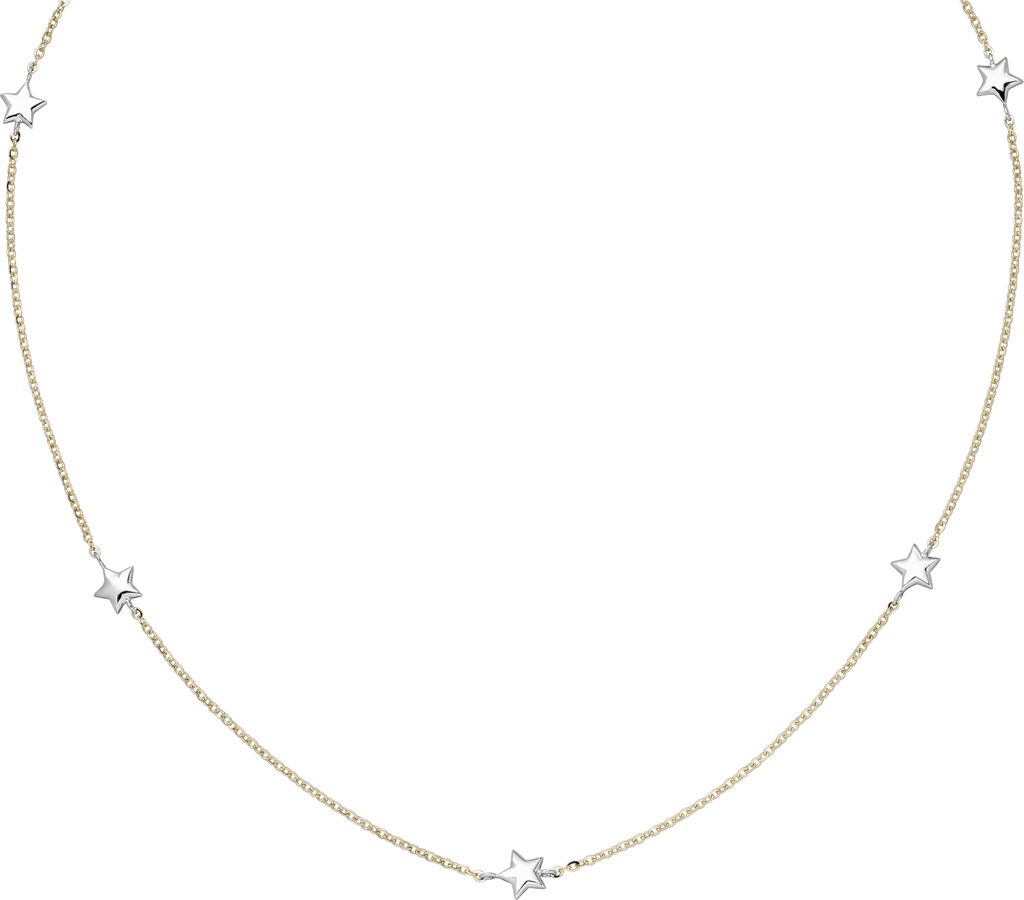 Collier Halskette Stern 375 Gold Gelbgold Weißgold bicolor Produktbild 
