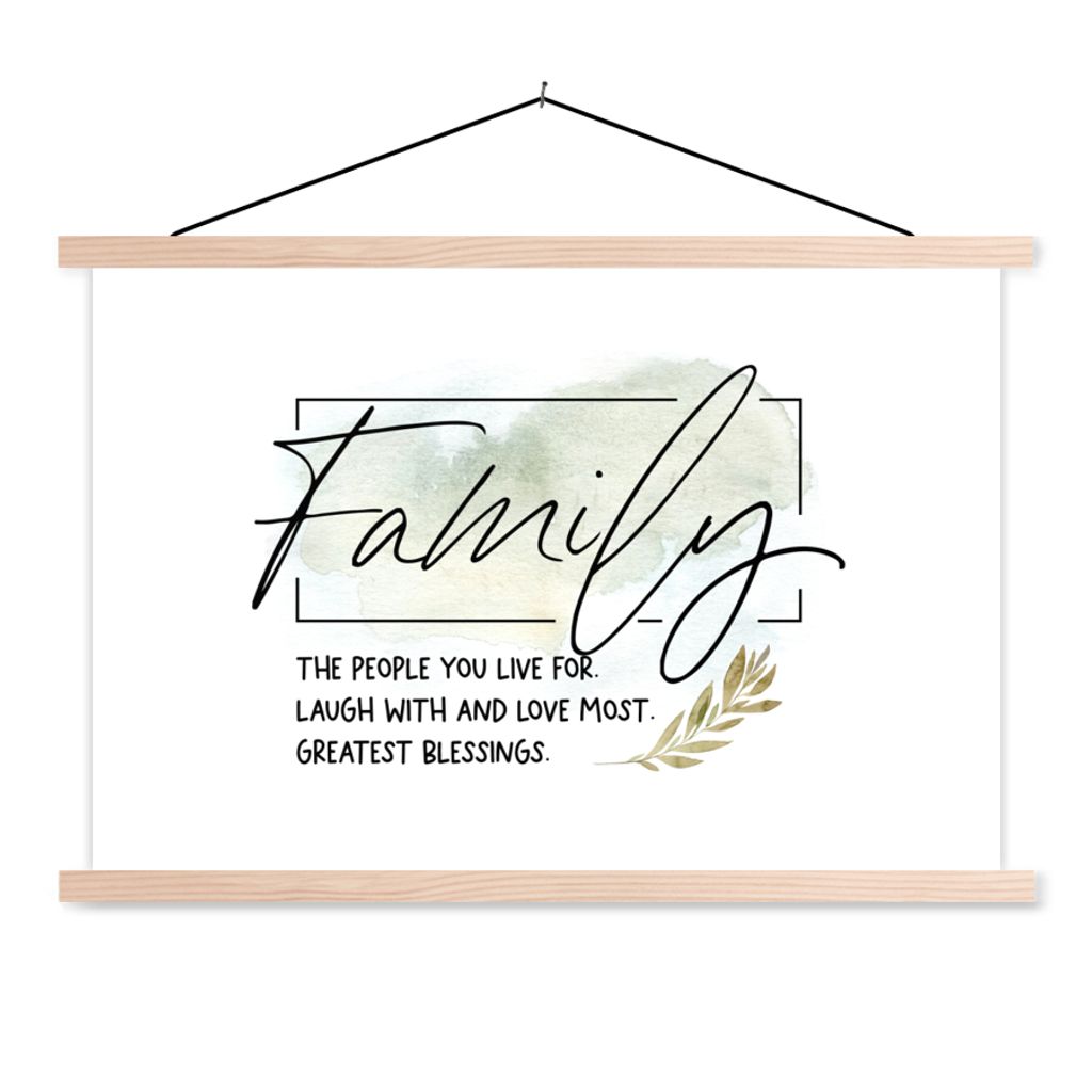 MuchoWow Textilposter Zitate - Sprichwörter - Familie 60x40 cm mit holzfarbenen Rahmen - Bilder