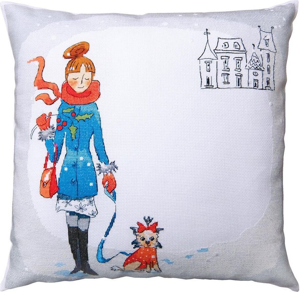 RTO Kreuzstichkissen "Winterspaziergang" CU035, Zählmuster, 40x40 cm
