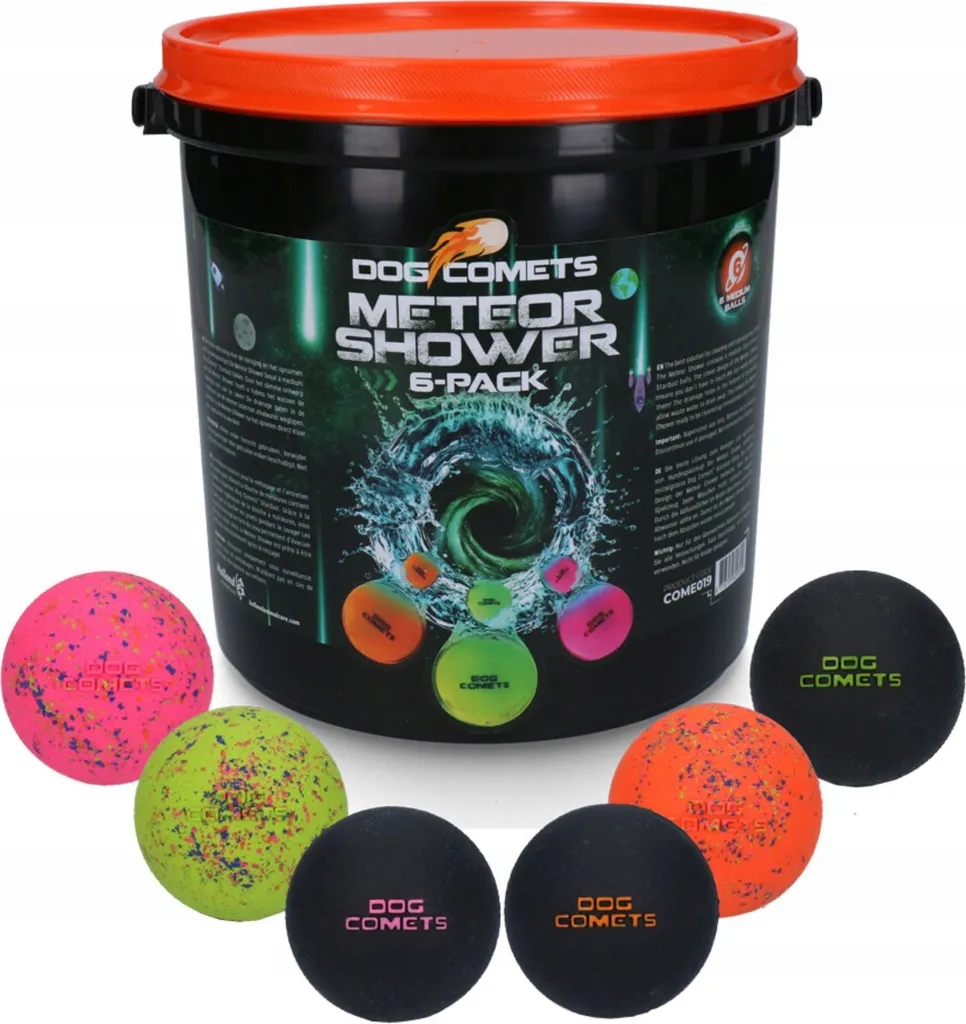 Dog Comets Meteor Shower : Seau de 6 balles de jeu M Stardust durables