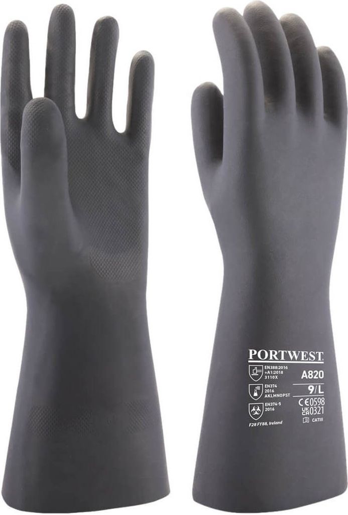 Portwest A820 Neopren Chemikalienschutz Stulpenhandschuh Black Gr. XL