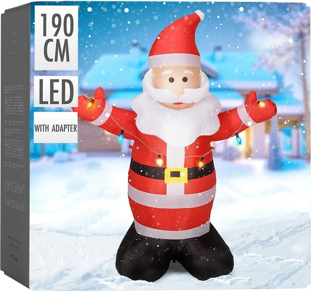 Père Noël Gonflable Lumineux Basic & Co - Décoration de Noël LED 180cm - 9