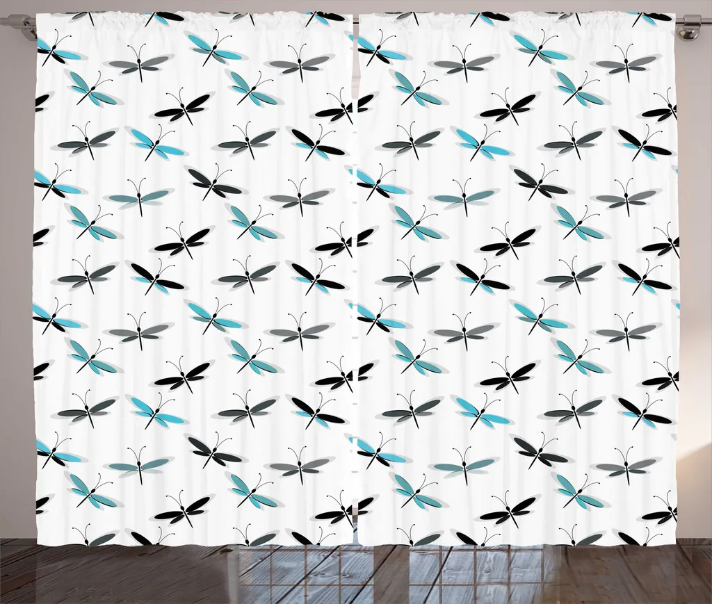 Rideau Universel de Salon pour Grande Fenêtre 280x225cm Papillon Bleu