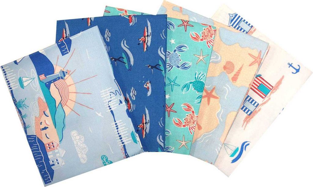Fat Quarter Stoffpaket By the Coast 100% CO New Brighton, 5 Stücke á 45 x 55 cm (18 x 22 inch)