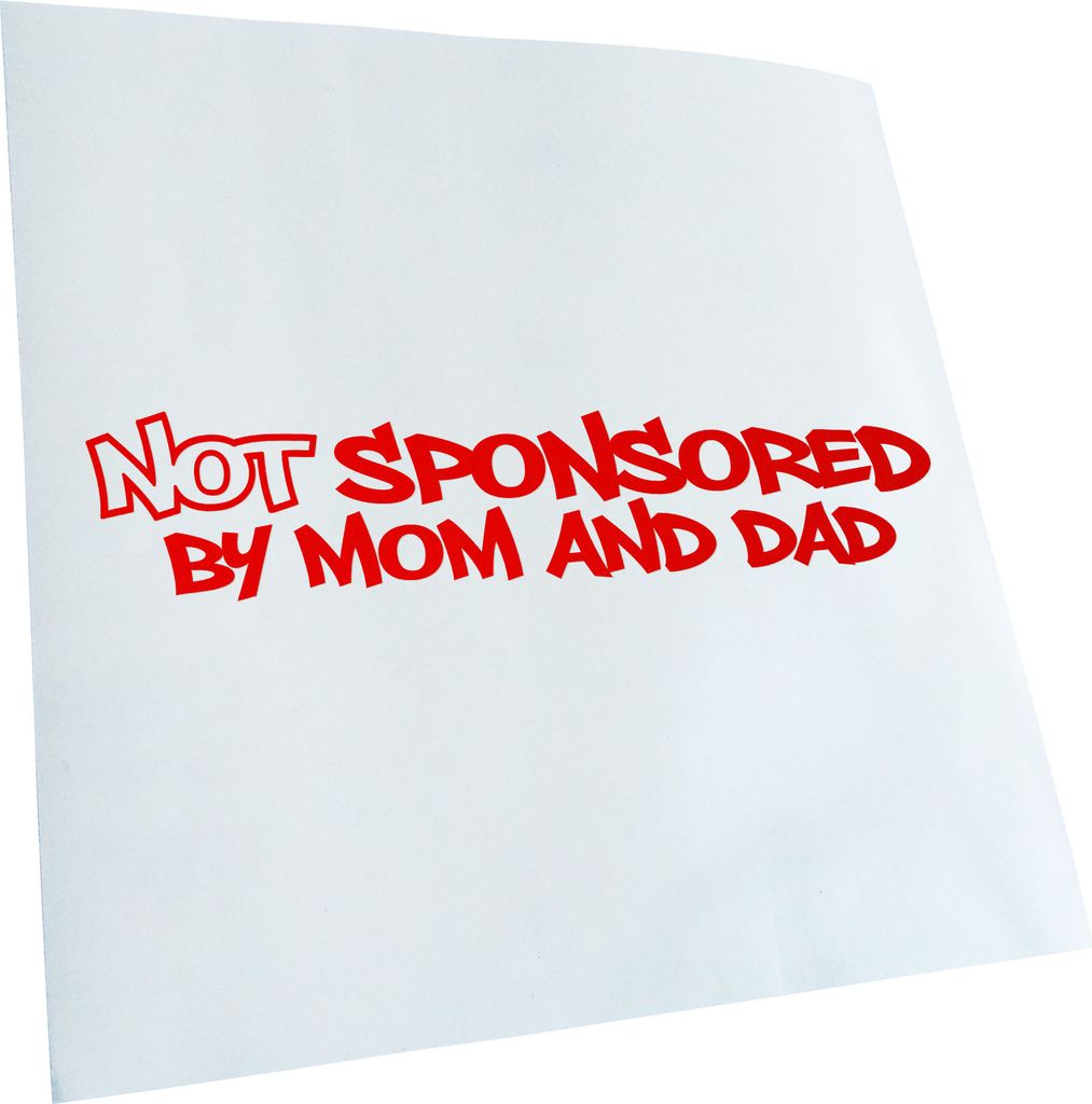 Kiwistar - Autoaufkleber - rot - 60 x 12 cm - Not Sponsored by mom and dad - Heckscheibenaufkleber - Aufkleber für Auto Kfz Fahrrad, LKW, Truck Mofa