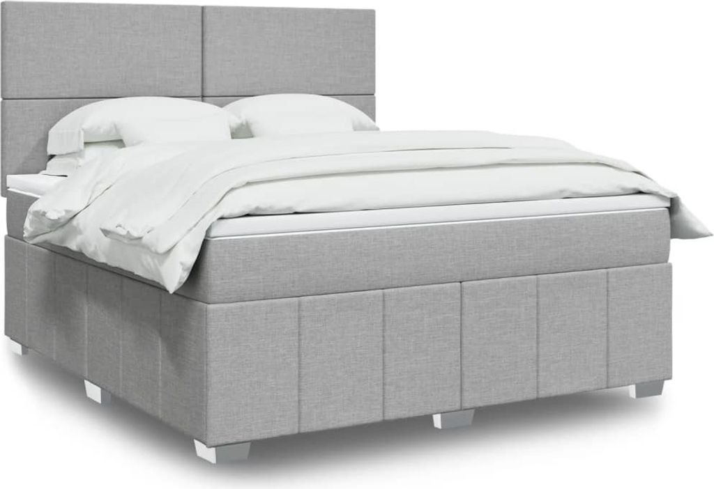 Maison Exclusive - Boxspringbett mit Matratze Hellgrau 180x200 cm Stoff