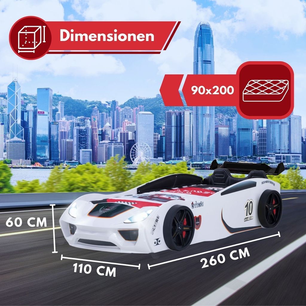 Autobett Turbo V2 Sport Drift 90x200 Weiß