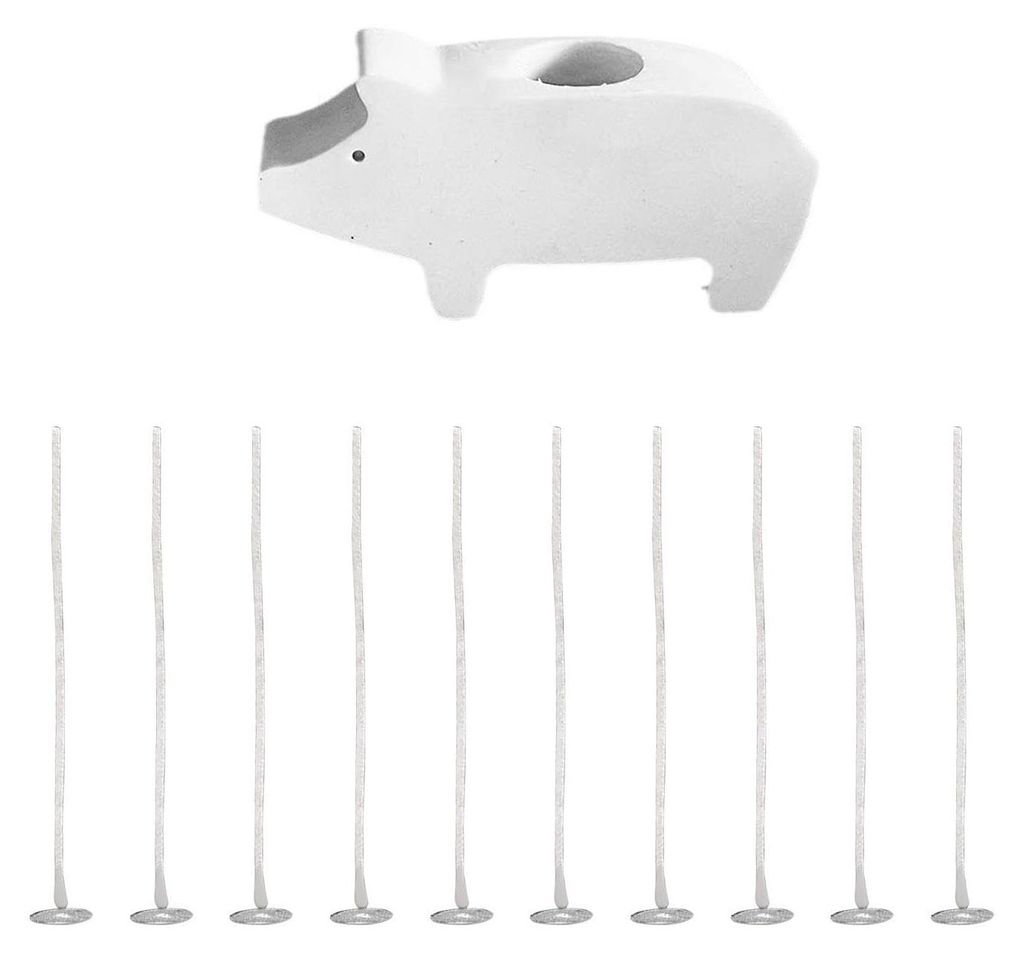 1 Ferkelform, 10 Kerzendochte, Werkzeug zum Selbermachen eines Kerzenhalters, Silikonform, Tischdekoration