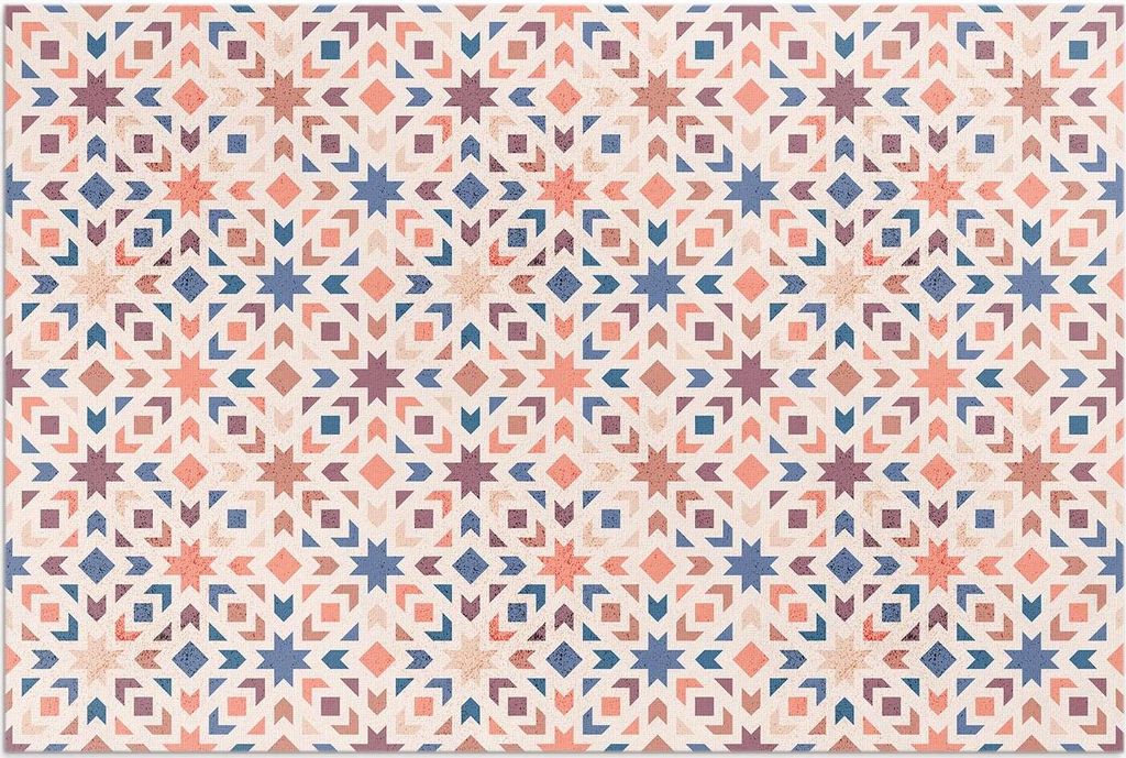 Pastellfarbene Sterne und Pfeile Vintage-Muster – Vinylteppich – 120x180 cm – Outdoor Teppich – Terrasse – Wetterfest – Modern