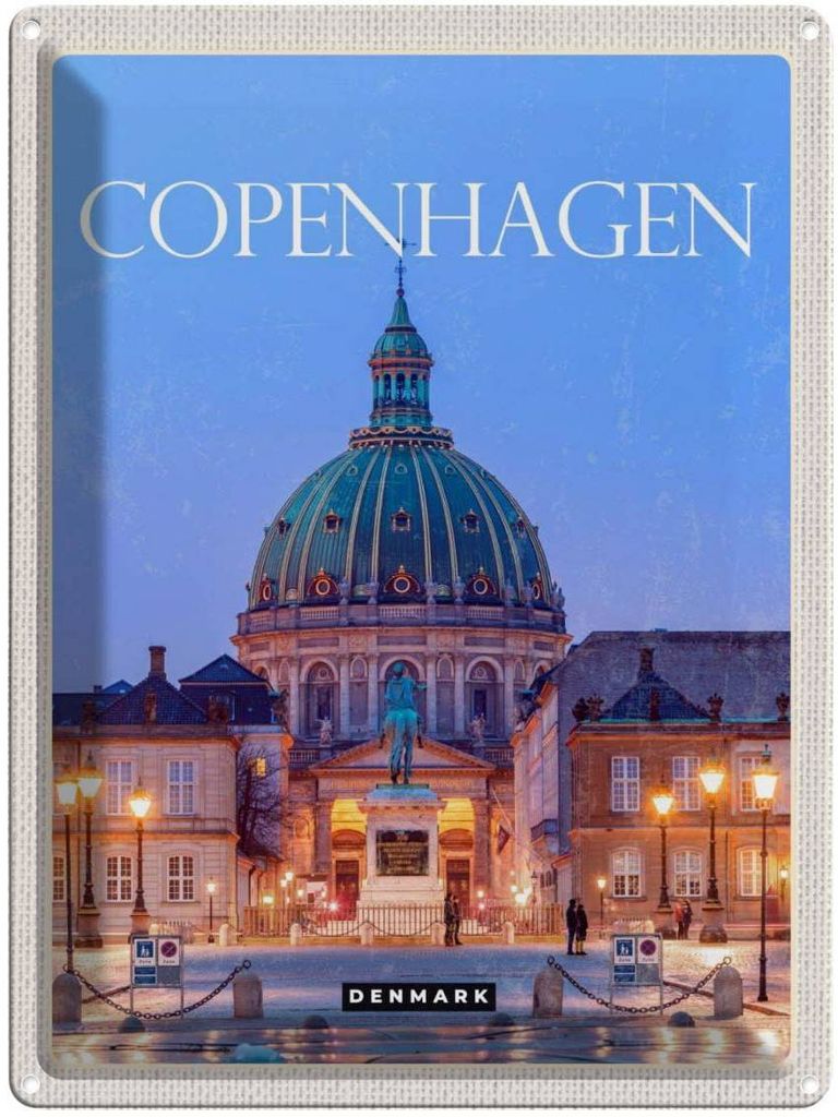 vianmo Blechschild 40x30 cm Copenhagen Denmark Amalienborg Bildmotiv Reisemotiv Abenteuer Reisen Europa Urlaub