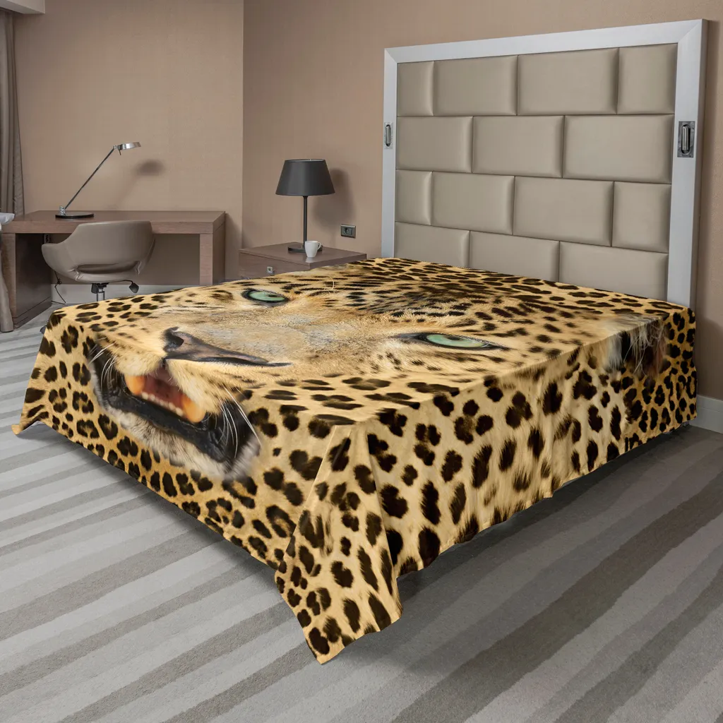 Drap de Lit Décoratif pour Chambre Safari, Grand Format Motif Léopard