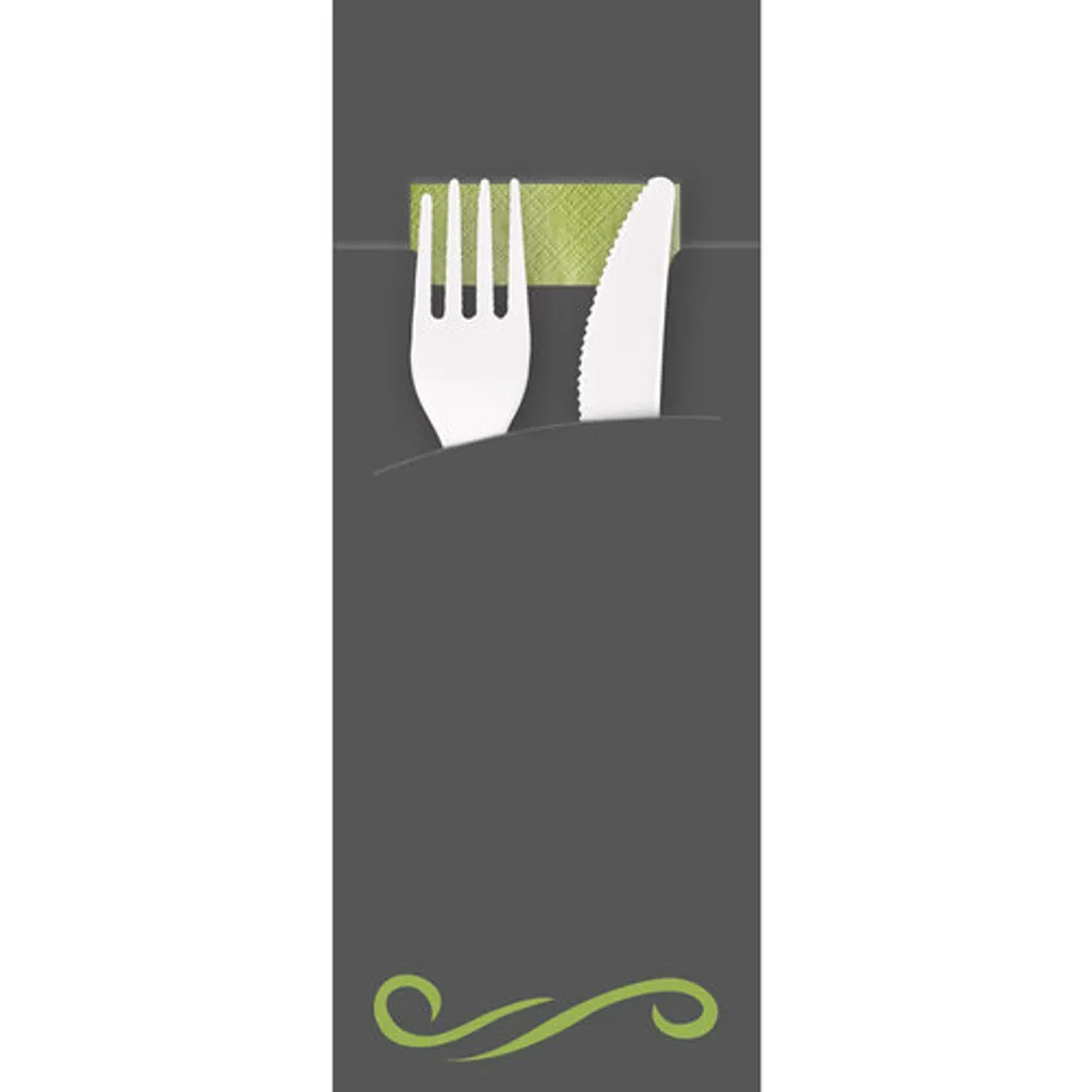 Set de 520 Étuis à Couverts Gris et Serviettes Vert Citron pour Table