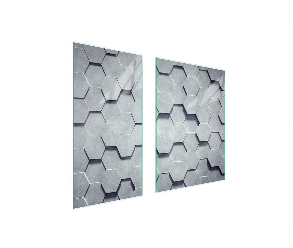 Herdabdeckplatten 2 teilig 75x52 Glaskeramikkochfeld Abdeckung Glas Schneidebrett Muster Grau