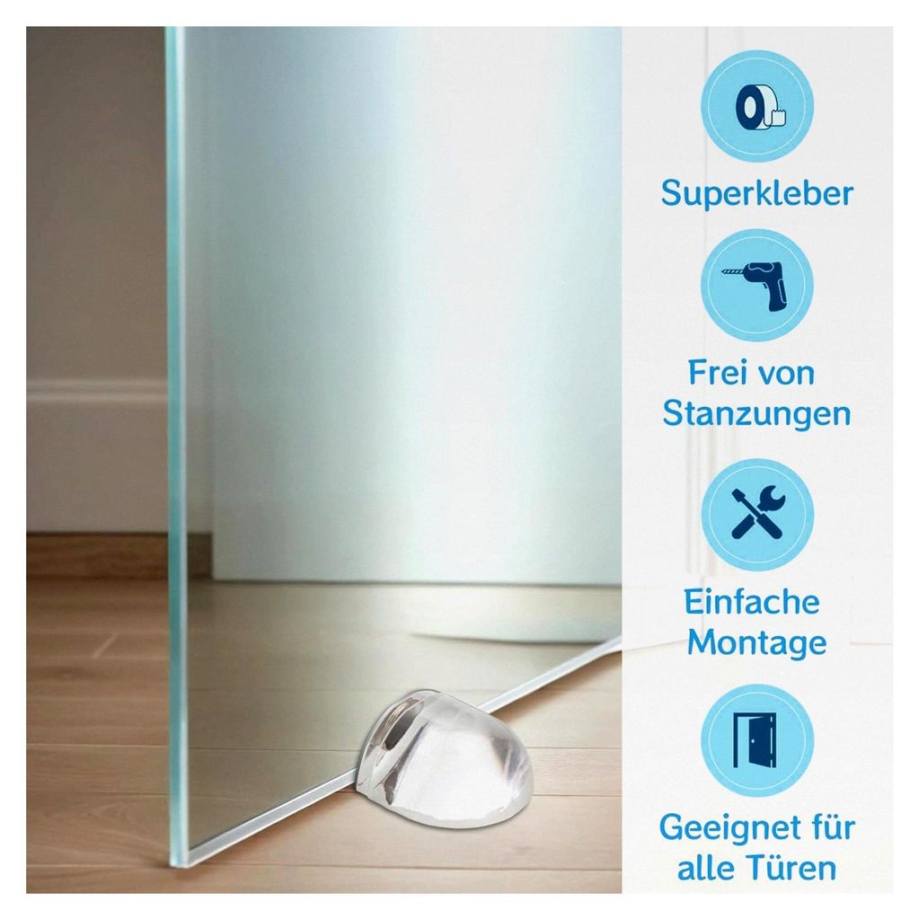 4 Stück selbstklebende Türstopper für den Boden, transparente Bodentürstopper zum Schutz von Wand und Möbeln
