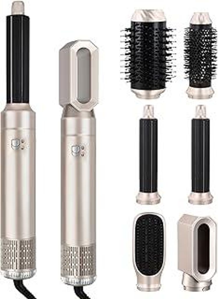 Litinliv 6 In 1 Lockenstab,Hairstyler 6 in 1 Hair Styler set,Lockenstab Warmluft Curler,1000W Haarstyler Warmluftbürste,Warmluftbürste mit 6 Ersa...
