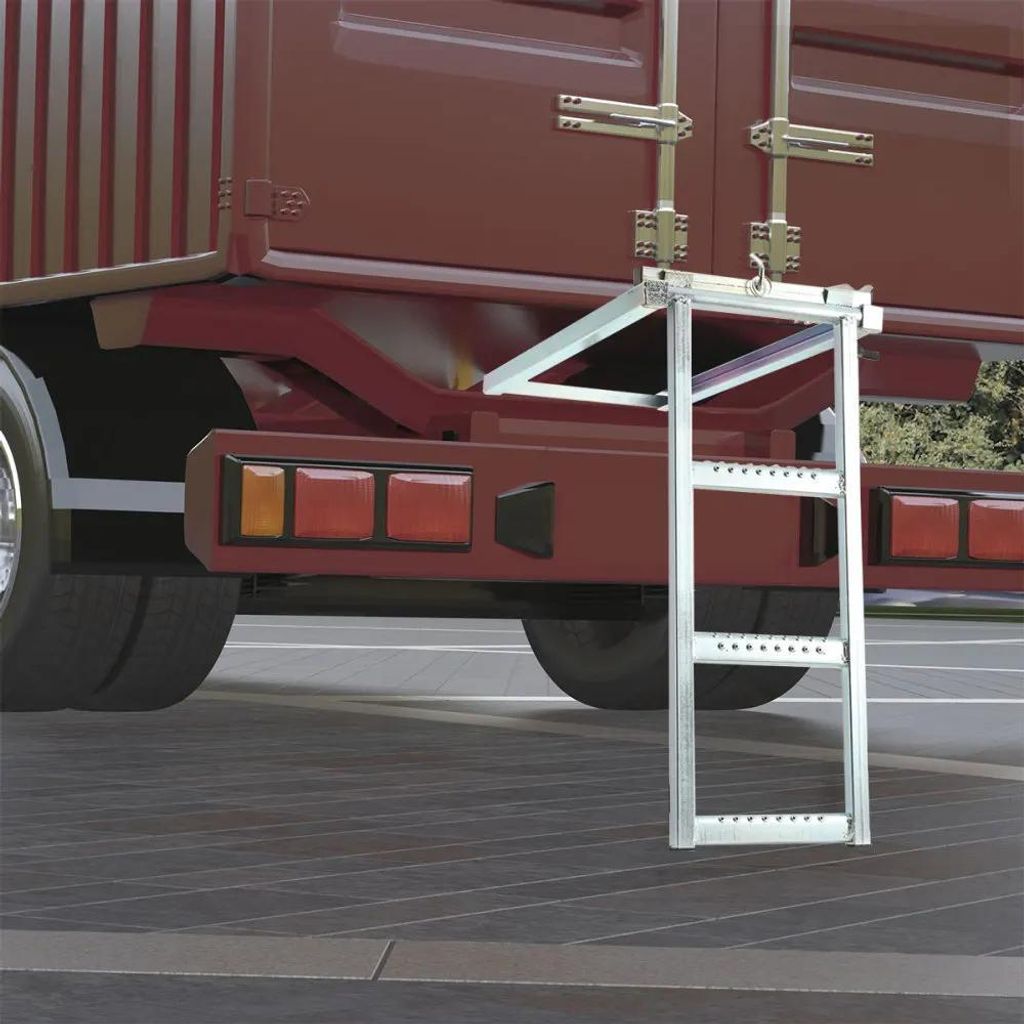 Aufstiegsleiter für Lkw und Container - Industrieleiter LT-PQZYW-301 - Edelstahl - Klappbar - Korrosionsbeständig - Für Kabine/Kofferaufbau